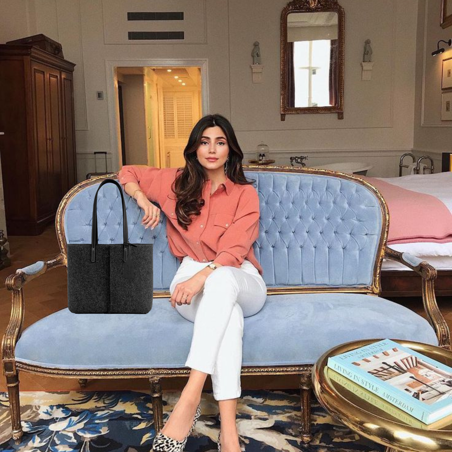 Borsa tote media grigio antracite