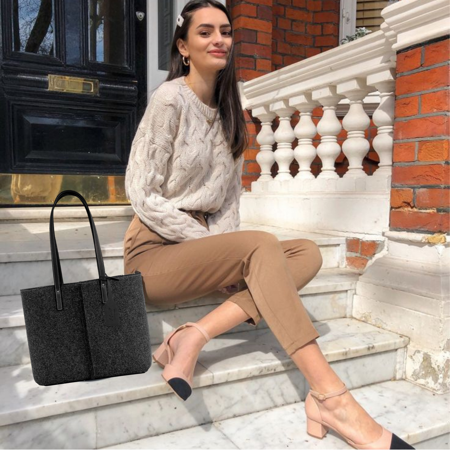 Borsa tote media grigio antracite