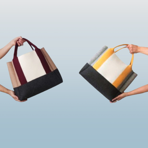 Diane Bag,in color blocks, is a large bag with a particular cloud shape which gives it a wide internal space and an attractive design. Equipped with two large pockets and can be carried by hand, over the shoulder and across the body, 3mm Merino Wool Felt. Detachable Vegan leather strap made from organic materials, 2 inside pockets. Two internal magnetic buttons allow you to keep your essentials safe. -Lefrac