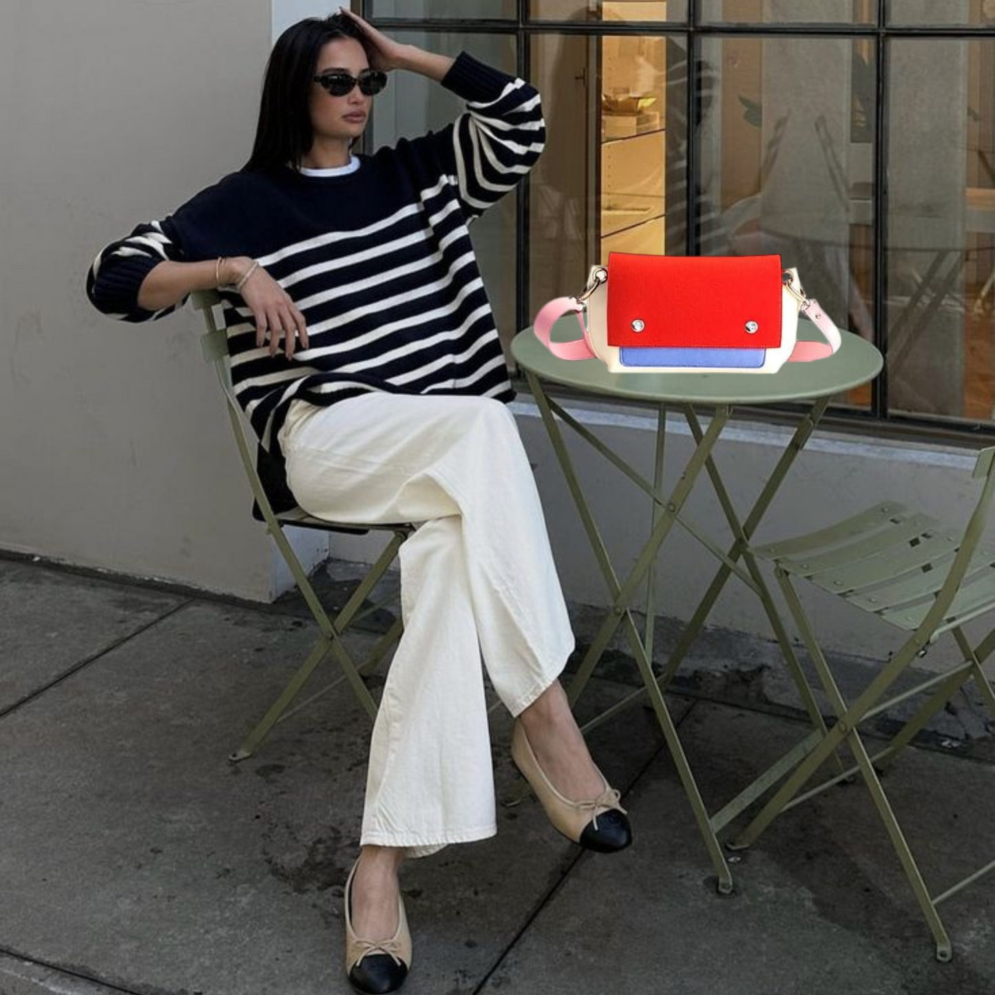 GREGOR Red Multi Color Belt Bag