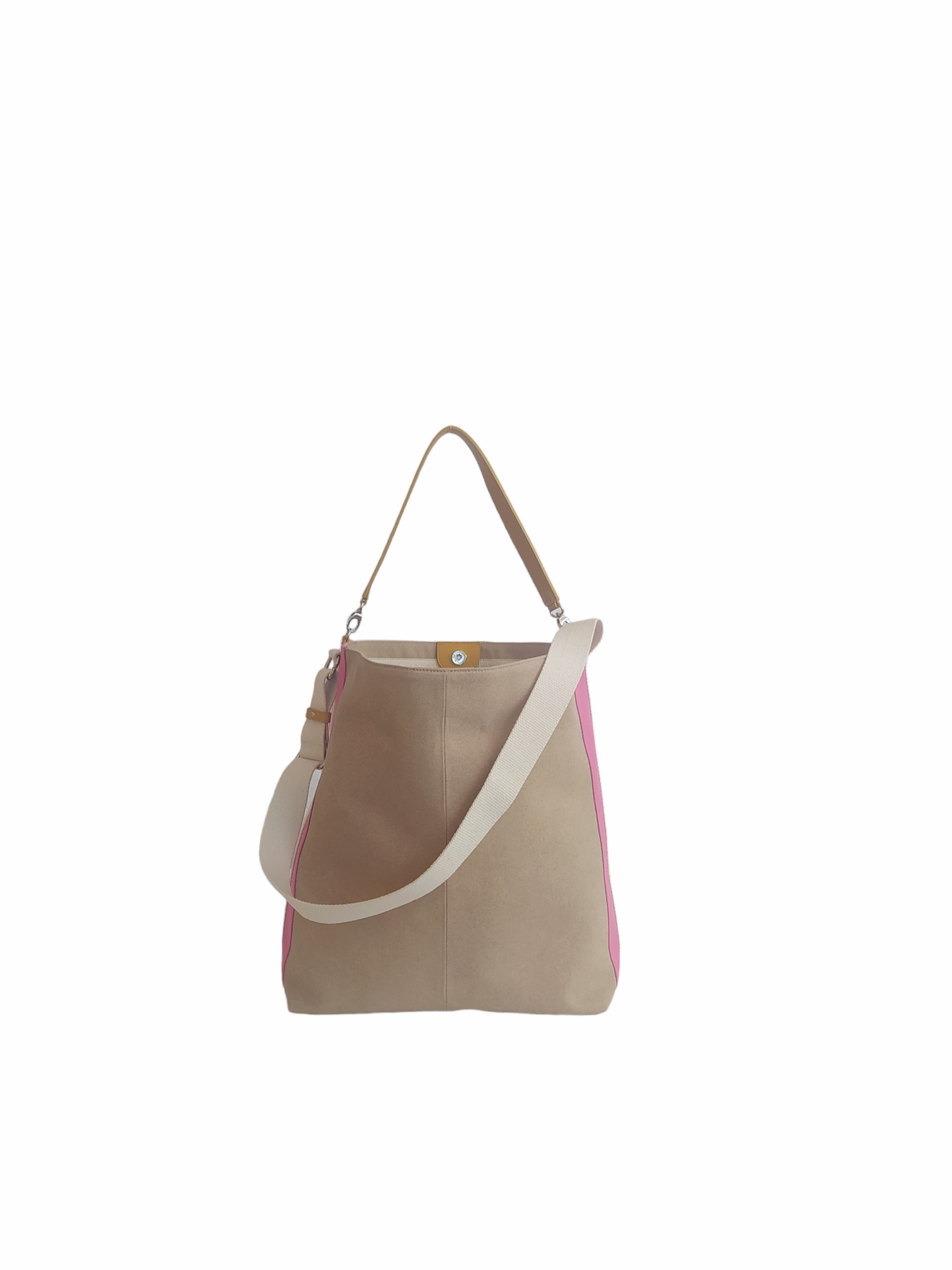 BUCKET BAG - Beige & Fuchsia