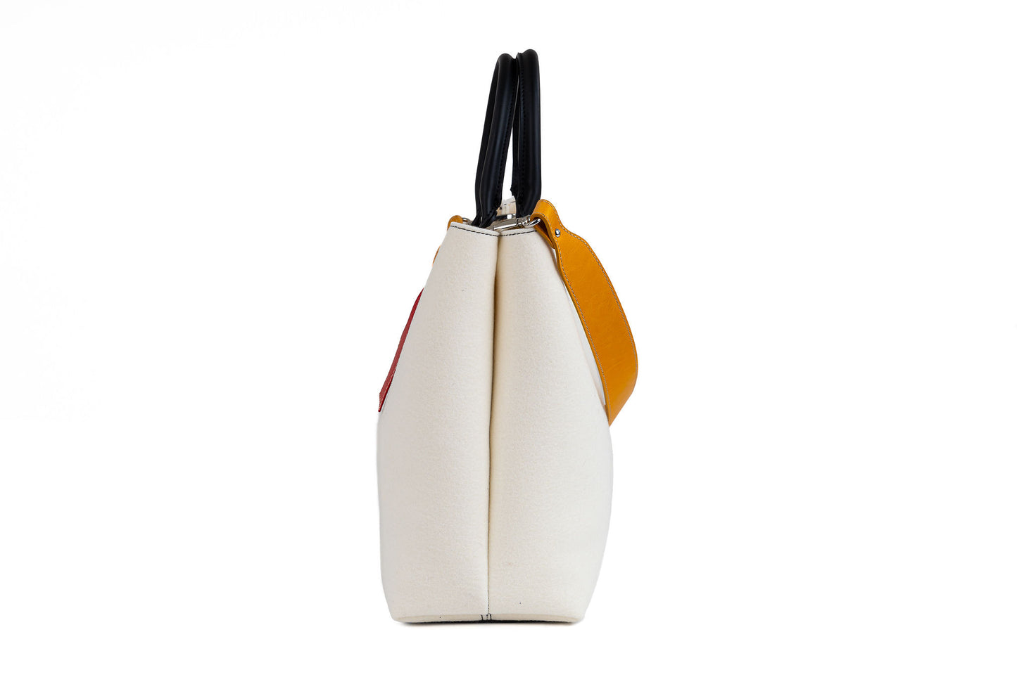 EMMA Multi Color Handbag (Type B-Yellow), elegant and practical with vegan leather handles, detachable strap, roomy pockets, handmade in Italy. - Lefrac