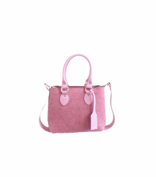 EMMA MINI bag, date night size, vegan leather handles, roomy with 2 pockets, detachable strap, magnetic closure, handmade in Italy. - Lefrac