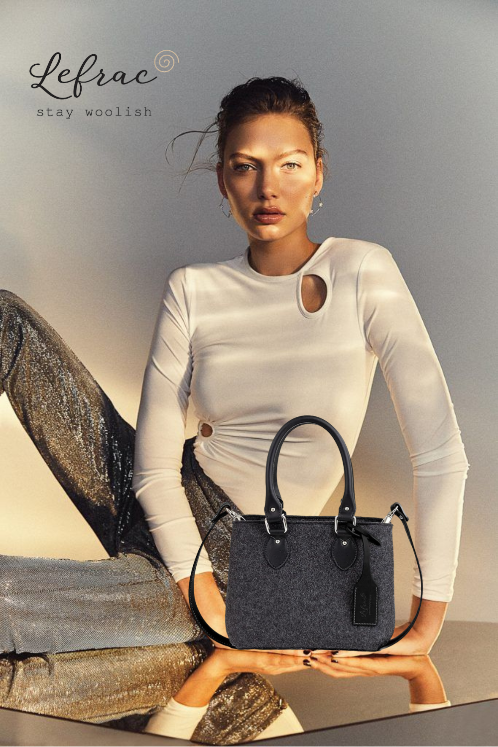 EMMA Anthrazitgraue Mini-Handtasche